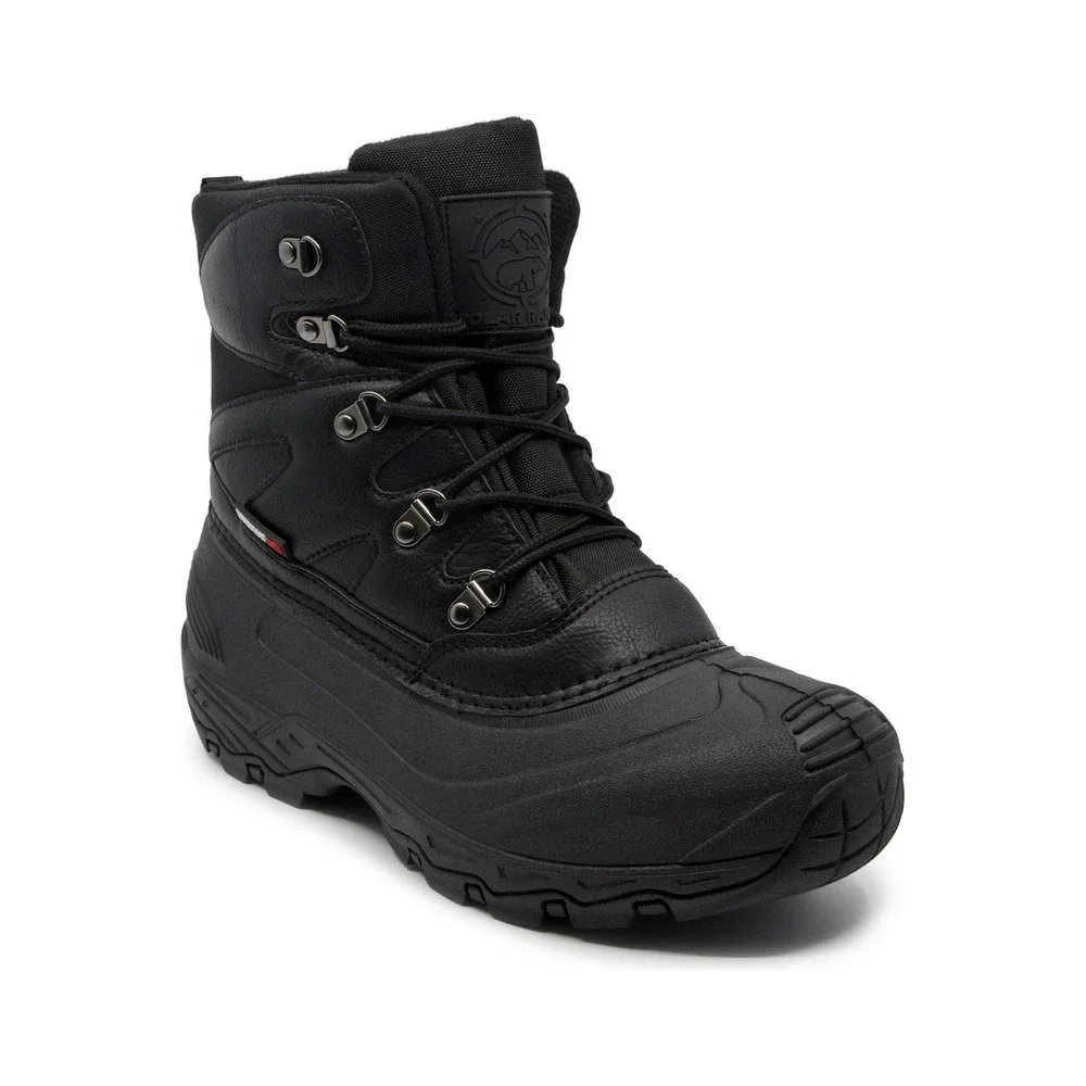 Polar Range Mens Snow Boots Waterproof Winter Hiking Work Boots Black